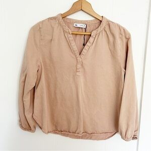 Zara Girls popover‎ shirt peach neutral size 13-14